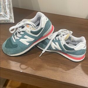 New Balance Kids' Teal and White Sneakers